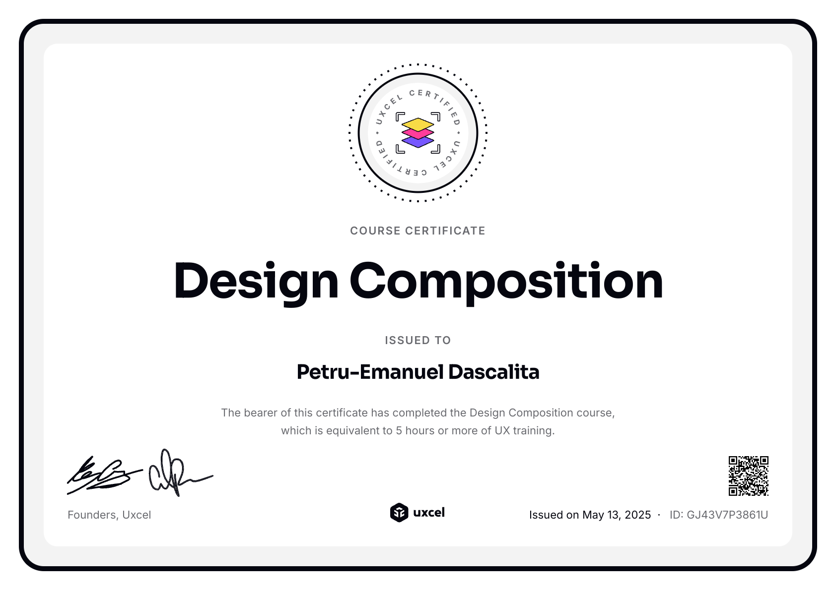 Petru-Emanuel Dascalita's certificate